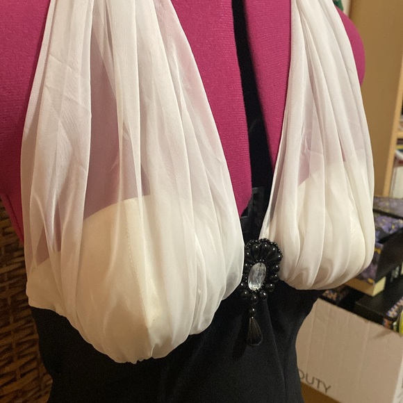 VNTG Savoy’s 1980s black white Madonna, Marilyn Monroe sexy dress L - Picture 3 of 12